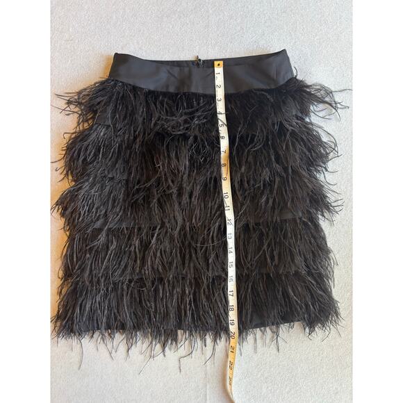 J. McLaughlin Melina black Ostrich feather mini skirt holiday sexy date night 2 - Picture 4 of 7